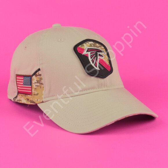 Atlanta Falcons Hat Mens Adjustable Tan Salute To Service New Era Cotton - Picture 1 of 8